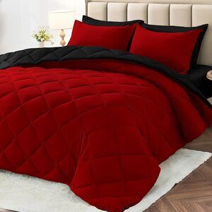 7 Pieces King Comforter Set, Reversible Bed in a Bag King Size, All